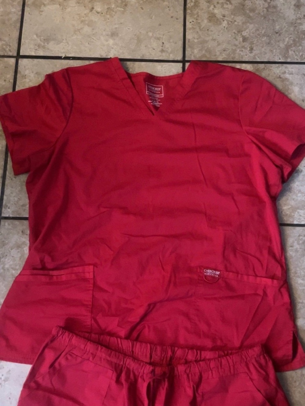 Cherokee Red V-Neck Kids Scrub Top